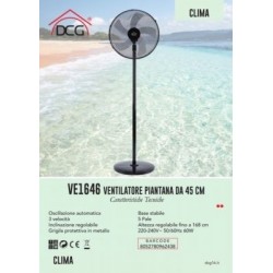 DCG VENTIL.PIANT VE1646 45 CM 3 velocita ,oscillante,altezza regolab.,ti