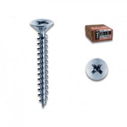 Viti per legno tutto filetto testa Svasata Piana Impronta Croce 5,0X040 mm Zincata Bianca Panel-VIT Scatola 500 pz